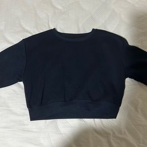 Navy Blue Cropped Crew Neck